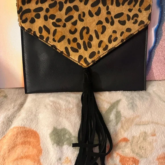 Leopard Print and Black Clutch Bag - Picture 2 of 7
